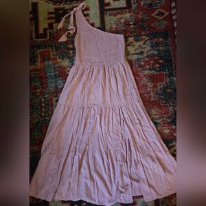 Chic One-Shoulder Dress in Soft Pink